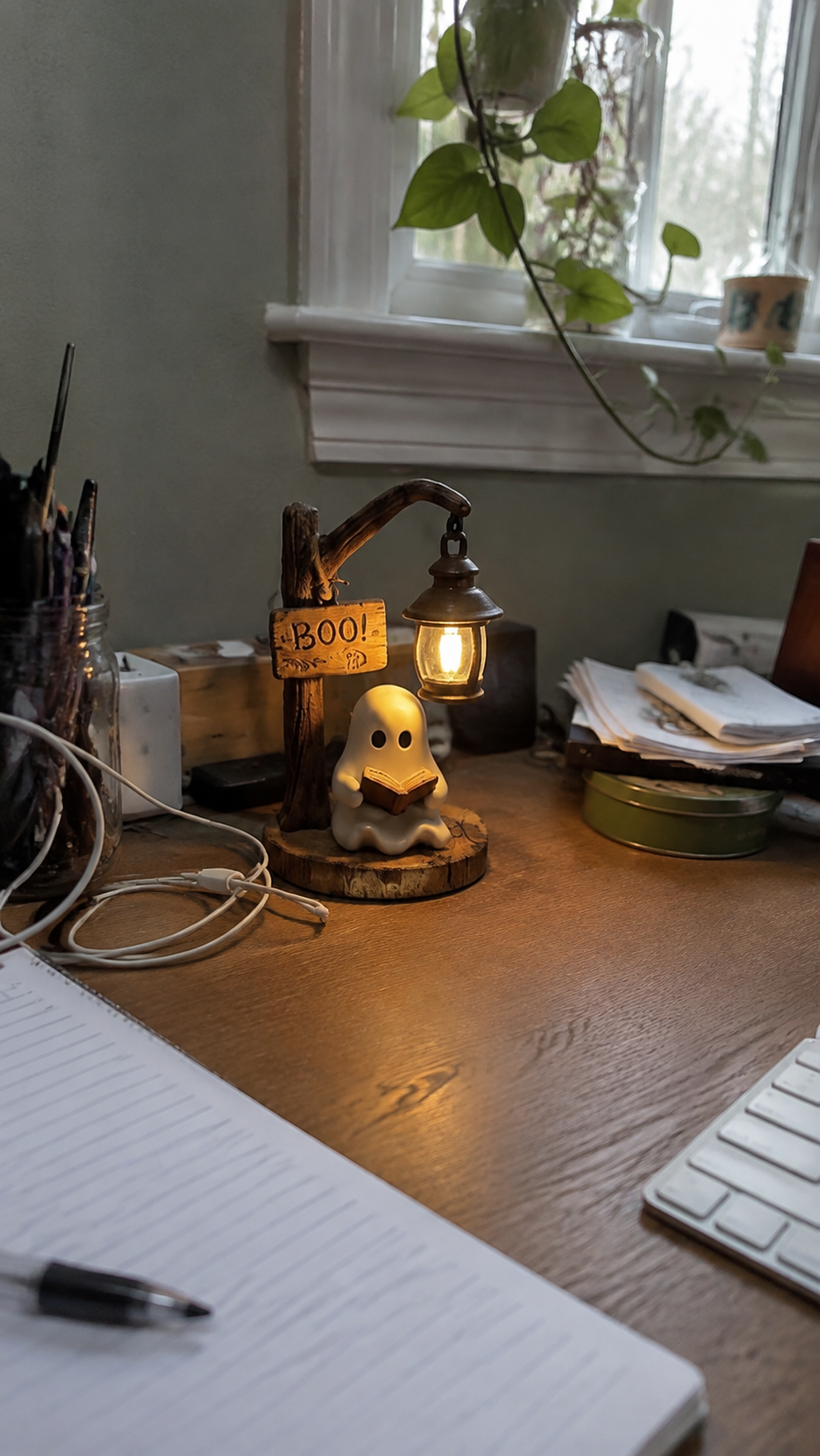 Illustrative at-home scene featuring Ghost Lamp