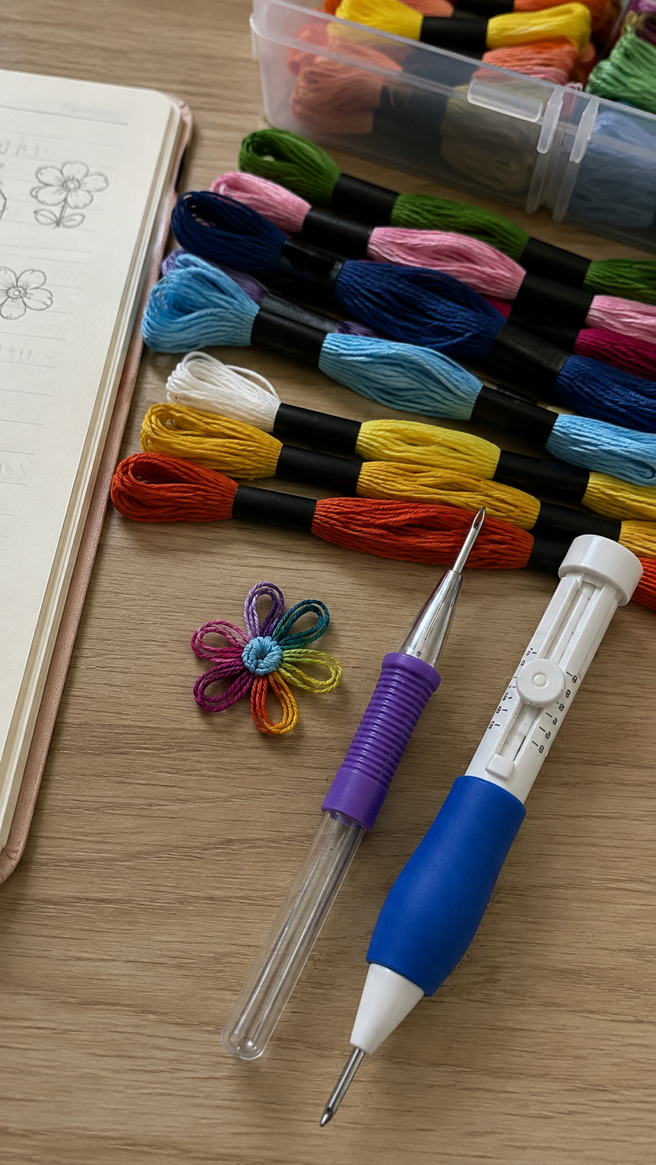 Illustrative at-home scene featuring Punch Needle Embroidery Kit