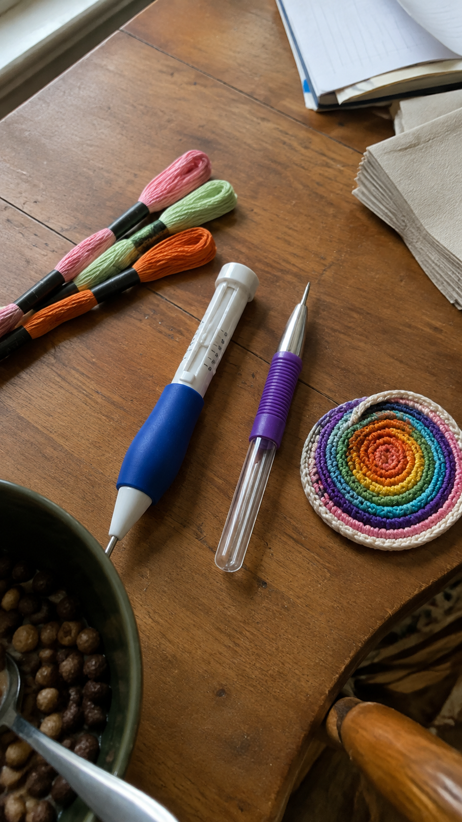 Illustrative at-home scene featuring Punch Needle Embroidery Kit