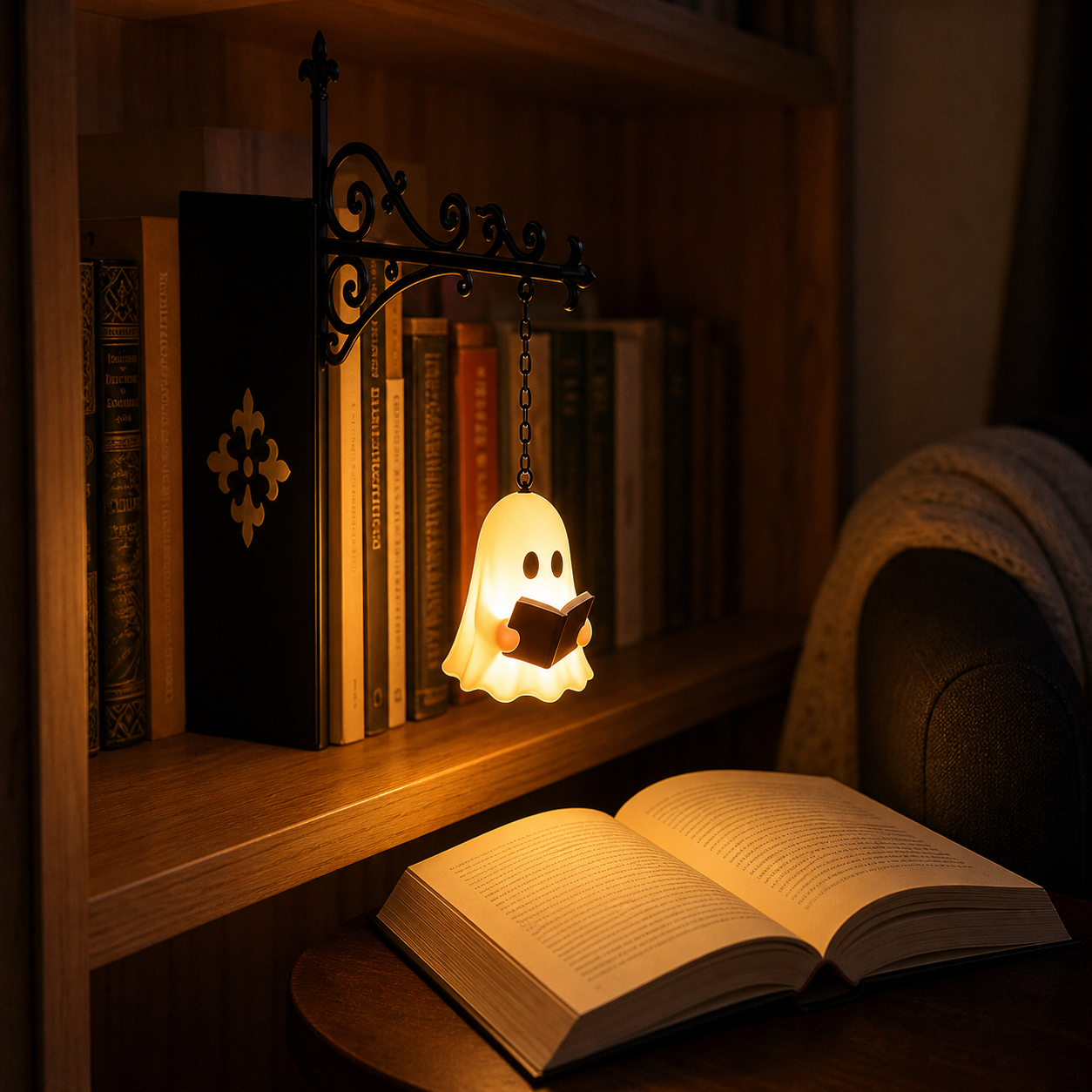 Staying Awhile ghost bookshelf in use realistic_1