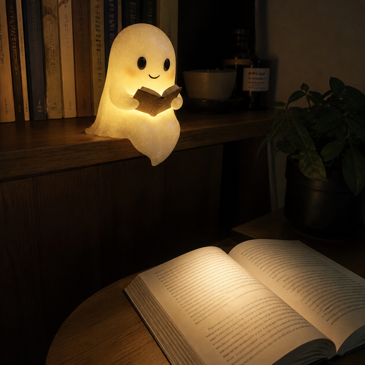 Staying Awhile ghost night light in use realistic