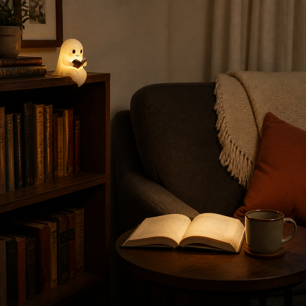 Staying Awhile ghost night light room wide